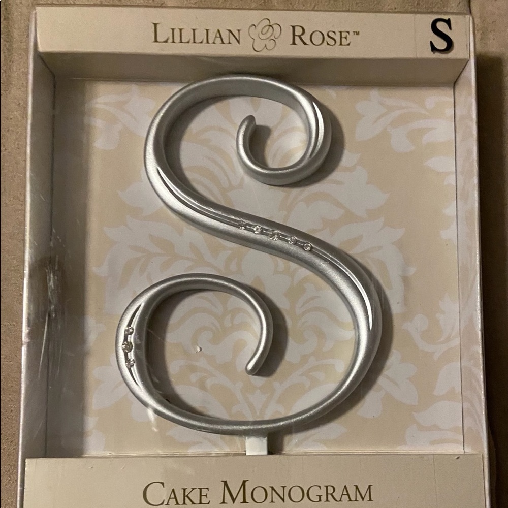 Letter “S” Cake Topper NIB Elegant Style